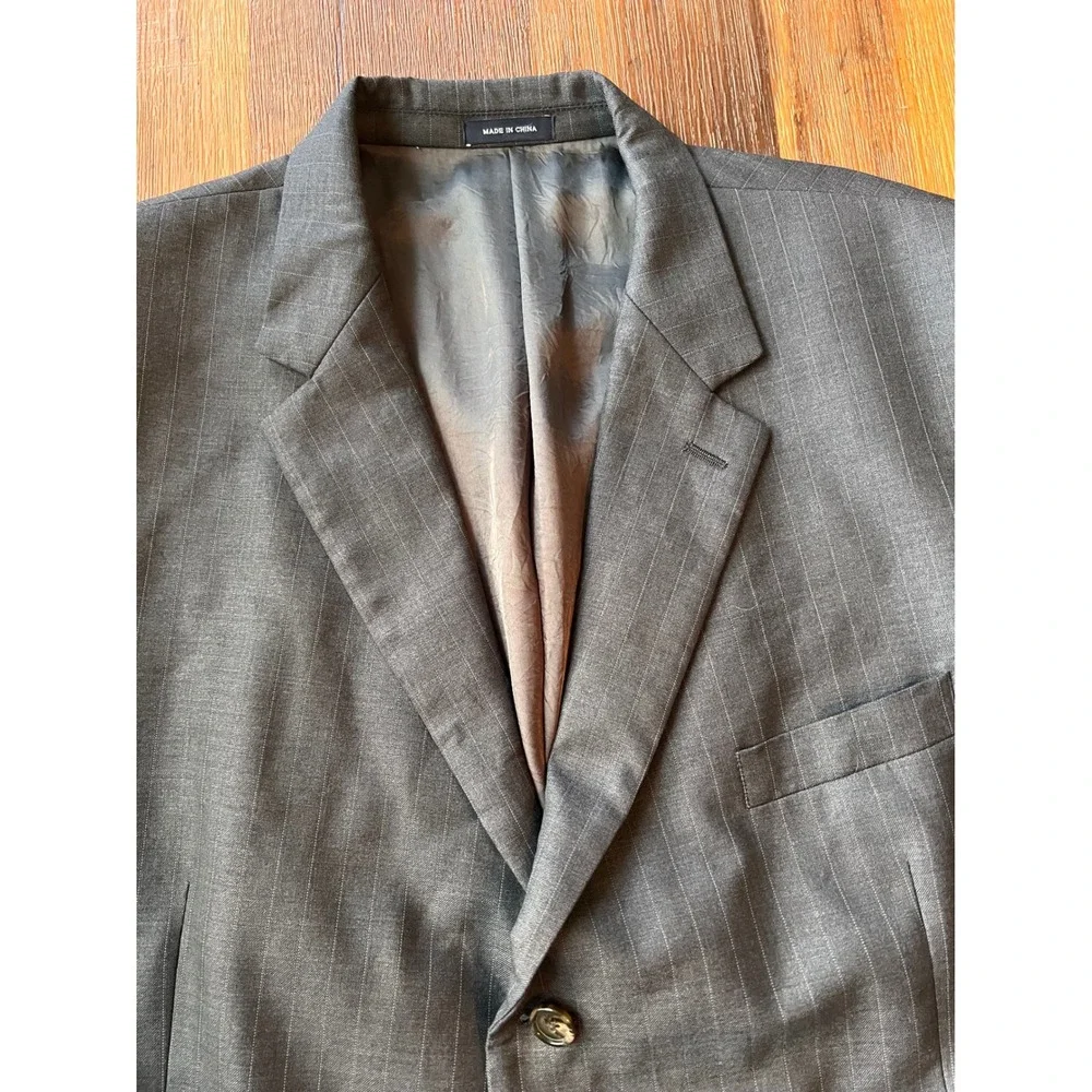 Ralph Lauren Mens Grey Pinstripe Wool 3 Button Blazer Sport Coat Dillard's 52R